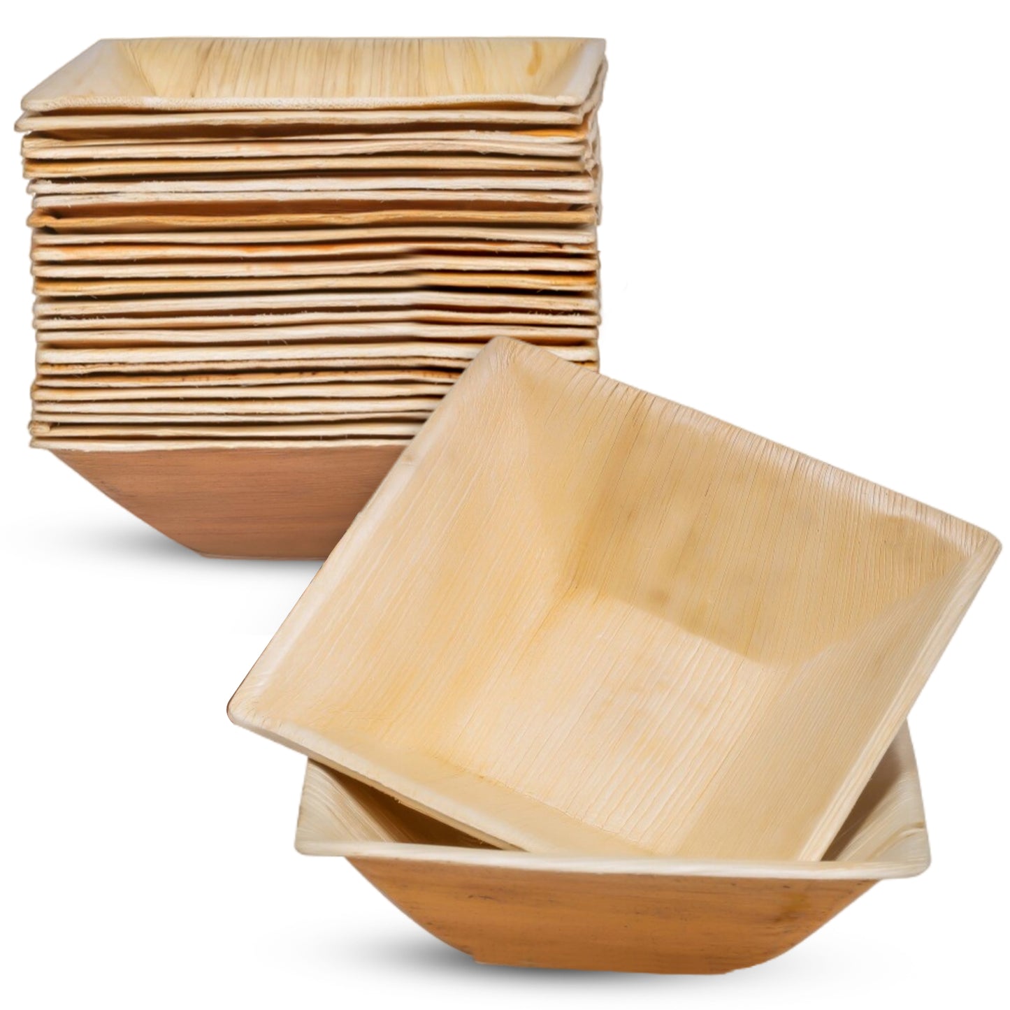 7" (18cm) Square Palm Leaf Compostable Bowls