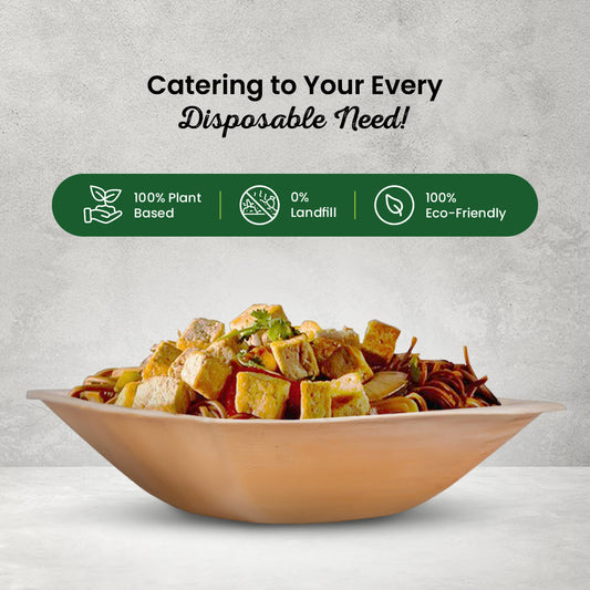 7" (18cm) Square Palm Leaf Compostable Bowls