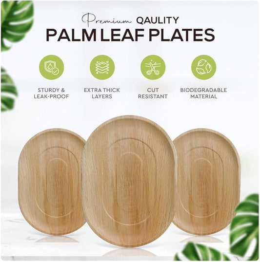 Large Round Oval Disposable Bamboo Tray 14" x 10" - Eco Leaf Products