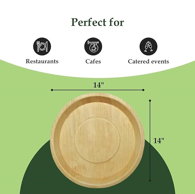 14" (36cm) X-Large Pizza Disposable Bamboo Plates - Eco Leaf Products