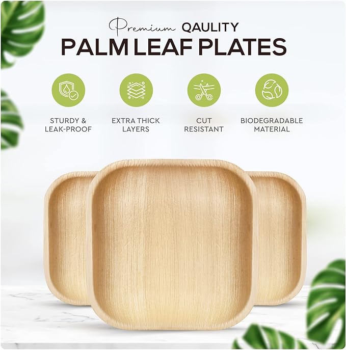 Small 4" (10cm) Square Compostable Bamboo Plates
