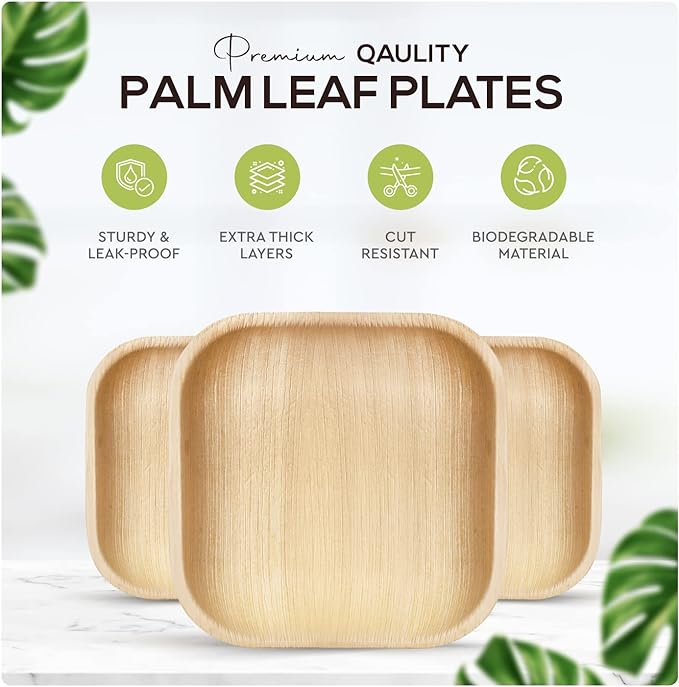 Combo Set 10" (25cm) + 7" (18cm) Square Bamboo Plates