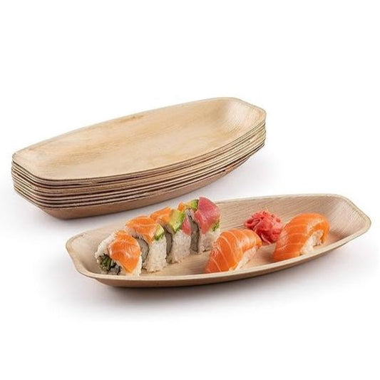 11" x 7" Medium Oval Disposable Bamboo Serving Tray - Eco Leaf Products