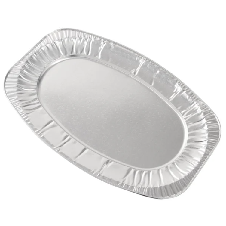 X-Large 22" Oval Foil Platters Silver - Eco Leaf Products