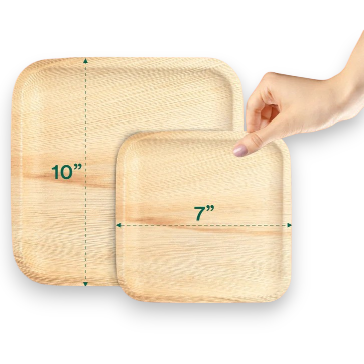 Combo Set 10" (25cm) + 7" (18cm) Square Bamboo Plates