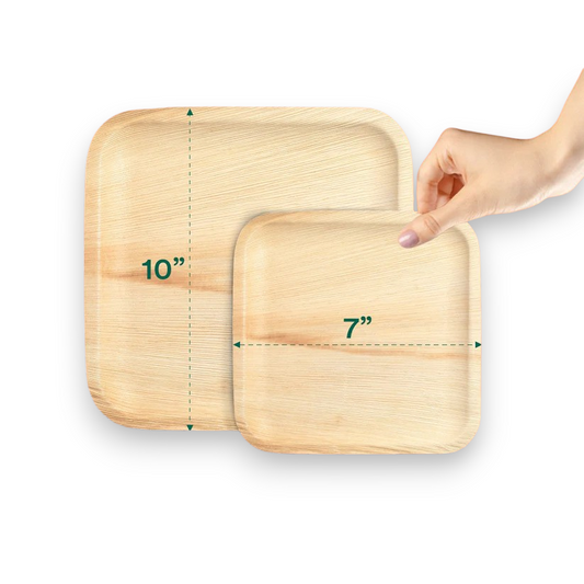 Combo Set 10" (25cm) + 7" (18cm) Square Bamboo Plates