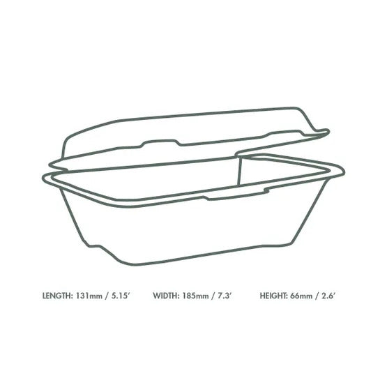 White Clamshell 7" x 5" Disposable Takeaway Box