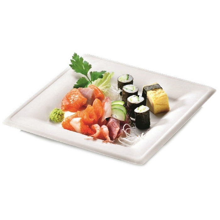 15cm (6") Compostable Square Bagasse Plate - Eco Leaf Products