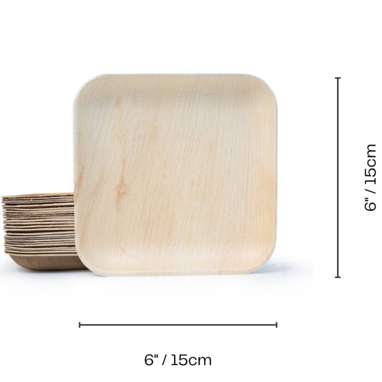 6" / 15 cm Square Palm Leaf Plate - Eco Leaf Products