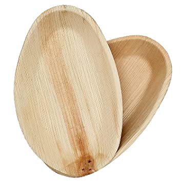 Large Oval Disposable Plate 10" x 6.5" Baboo Like Palm Leaf Plates - Eco Leaf Products